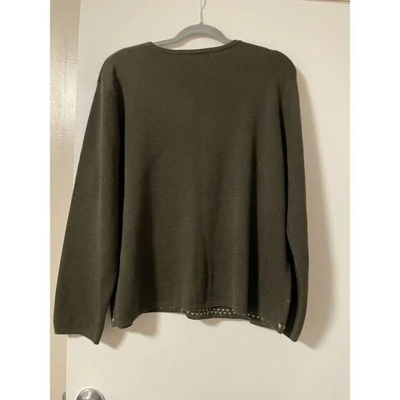 Dressbarn Fall Floral Embroidery Grandma Granny Teacher Sweater Green Size XL - Picture 7 of 10